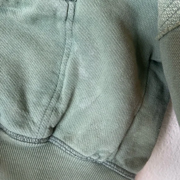 Free People Patchwork Cropped Hoodie Jacket Khaki Green - Picture 8 of 10